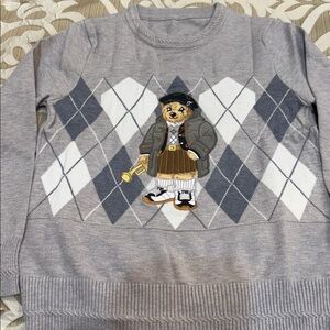 Gray Argyle Bear design Sweater, no tags, no labels, no brand